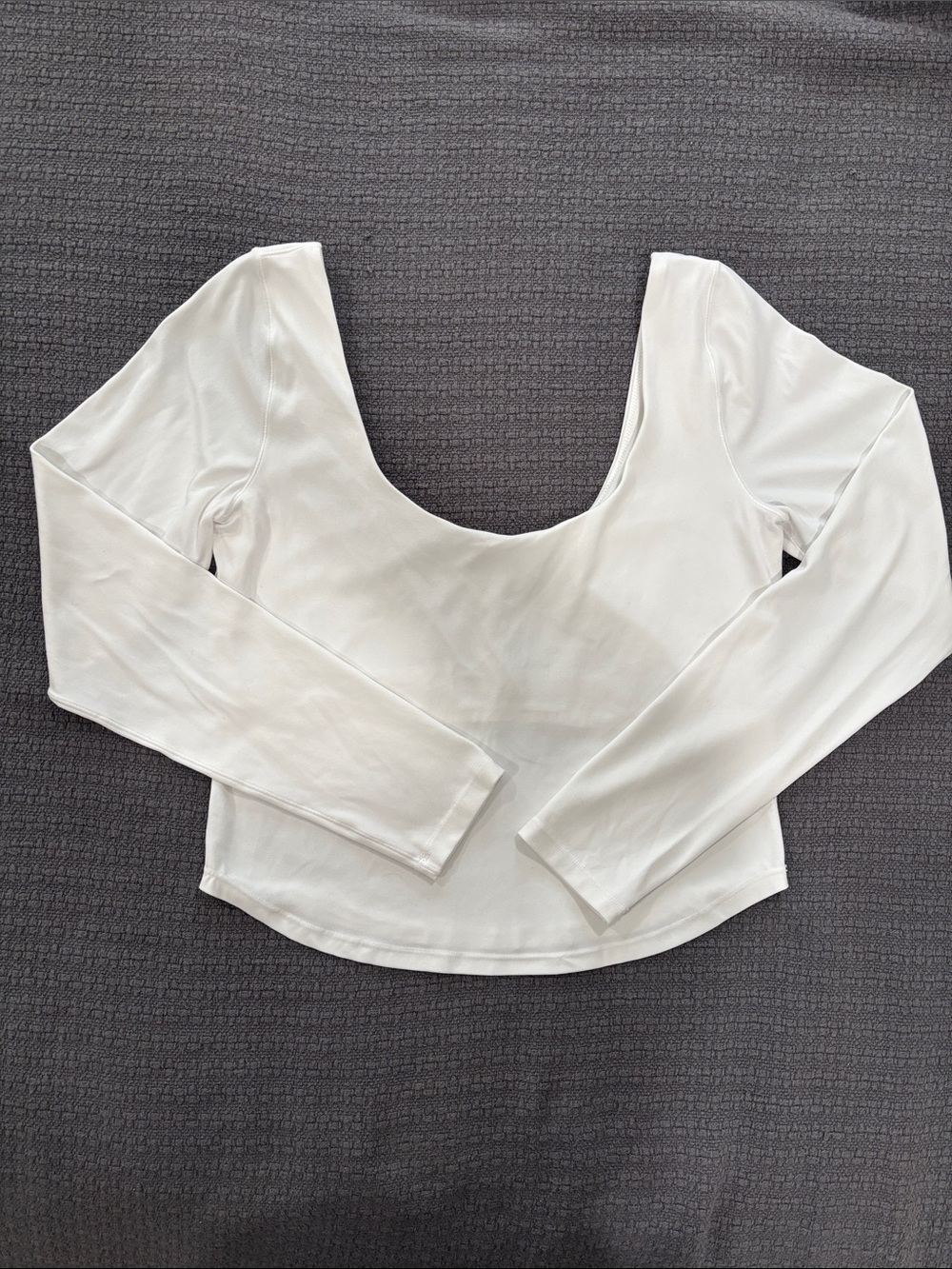 aerie offline White Scoop-Neck Long Sleeve Crop Top